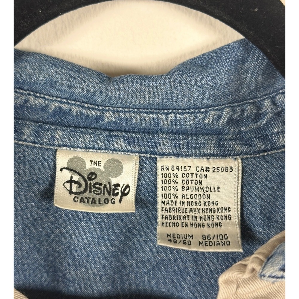 Vintage Disney Mens Denim Button Up‎ Shirt Size Medium - Picture 4 of 5